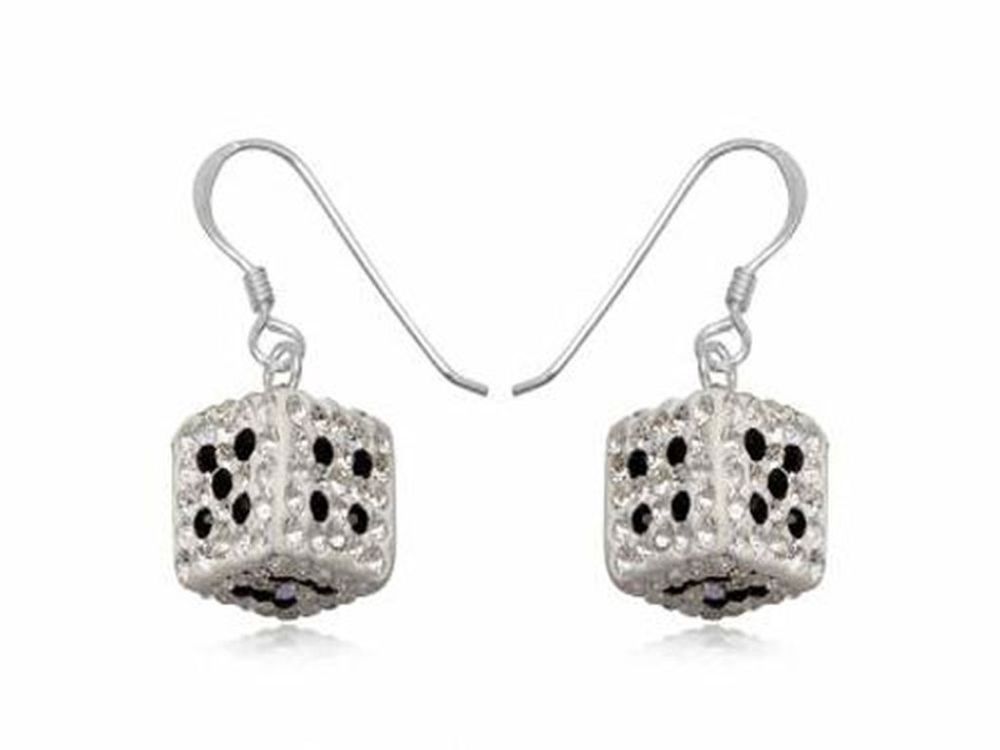 Crystal Dice Sterling Silver Earrings - Essentially Silver Jewelry