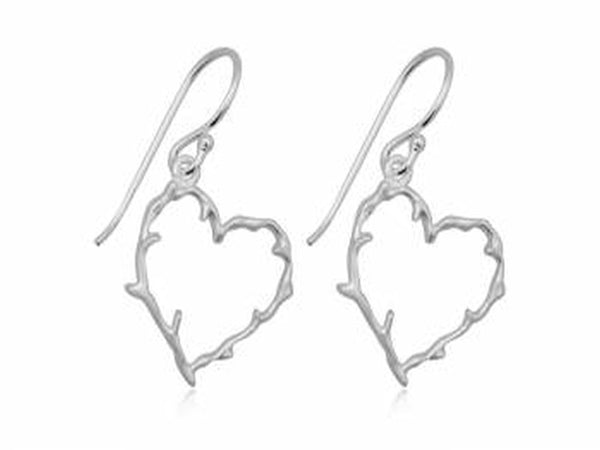 Heart Branch Sterling Silver Earrings