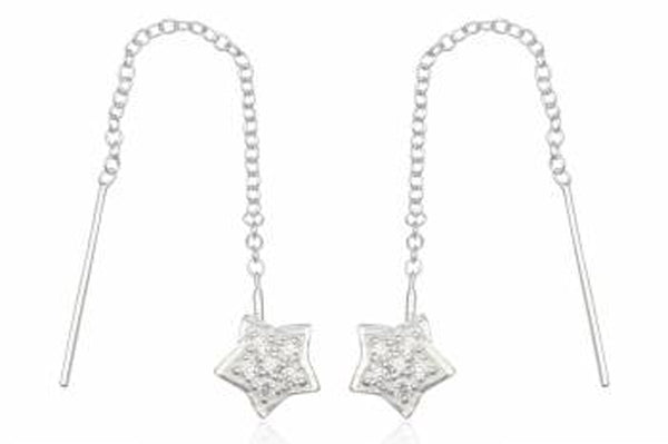 Star Cubic Zirconia Sterling Silver Earrings