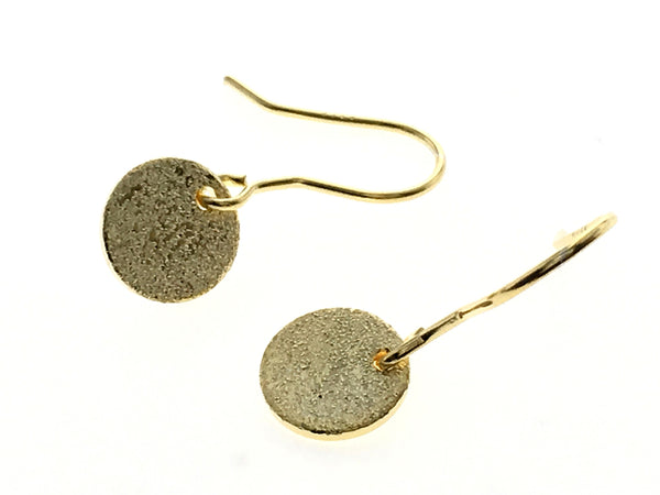Round Textured Gold Plated Sterling Silver Earrings