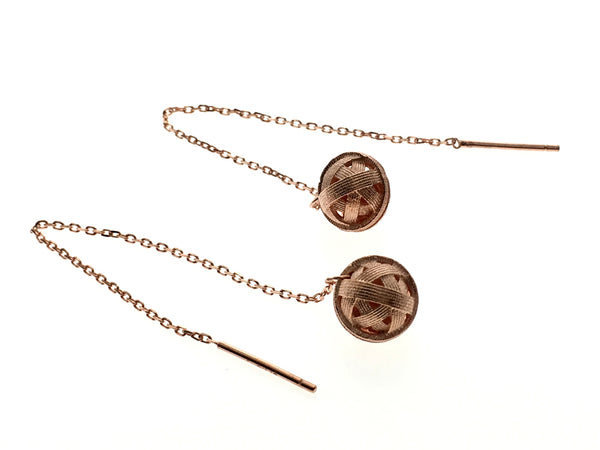 Rose Gold Plated Ball Design Sterling Silver Earrings