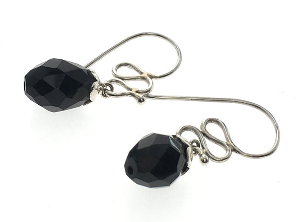 Onyx Squiggle .925 Sterling Silver Drop Earring - Essentially Silver Jewelry