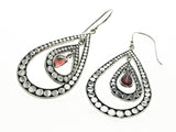 Garnet Layered Silver Dotted Sterling Silver Earring - Essentially Silver Jewelry