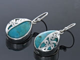 Turquoise Half  Sterling Silver Lattice Earring - Essentially Silver Jewelry