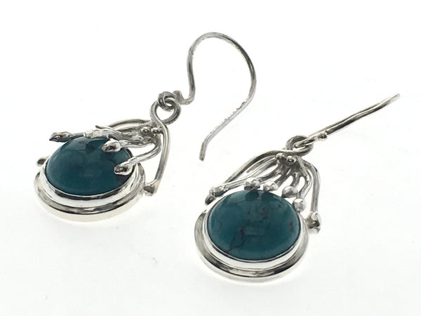 Turquoise Eyelash Sterling Silver Earrings - Essentially Silver Jewelry