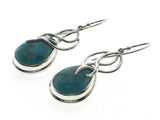 Turquoise Leaf Framed Sterling Silver Earrings