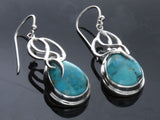 Turquoise Leaf Framed Sterling Silver Earrings - Essentially Silver Jewelry