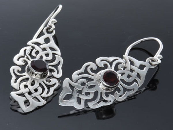 Garnet Laced Sterling Silver Earring