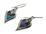 Paua Heart Framed Sterling Silver Earrings
