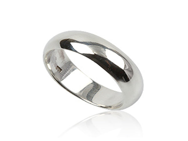 Plain Half Moon 6mm Sterling Silver Band - Essentially Silver Jewelry