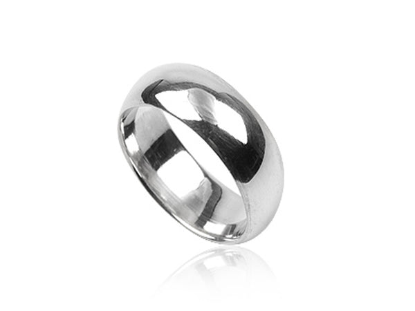 Plain 8mm Half Moon Sterling Silver Band - Essentially Silver Jewelry