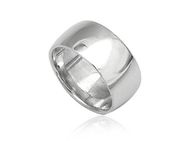 Plain Half Moon 10mm Sterling Silver Band - Essentially Silver Jewelry