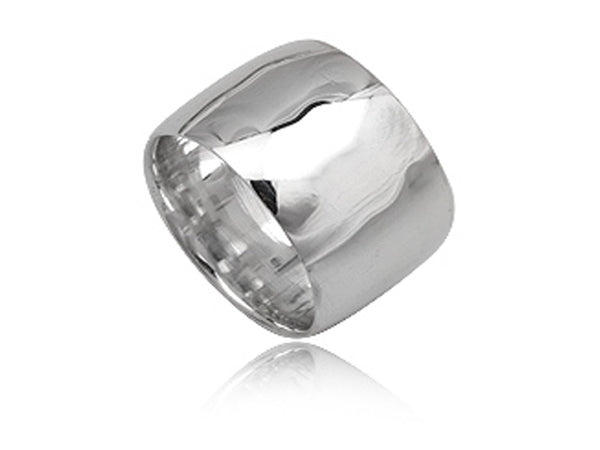 Plain 12mm Half Moon Sterling Silver Band