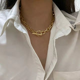 Box Chain Toggle Clasp Gold Necklaces Mixed Linked Circle Necklace
