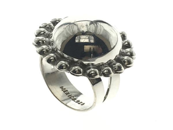 Mirror Framed Ball Sterling Silver Ring - Essentially Silver Jewelry