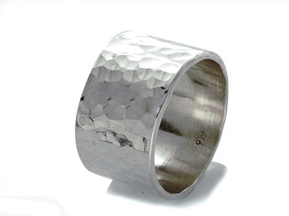 Beaten 13mm Sterling Silver Band - Essentially Silver Jewelry