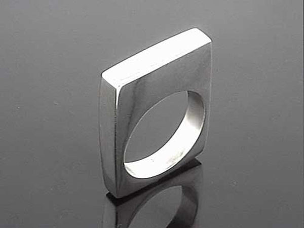 Solid Thin Square Sterling Silver Ring - Essentially Silver Jewelry