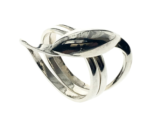 Three wire Centered Petal .925 Sterling Silver Ring - Essentially Silver Jewelry