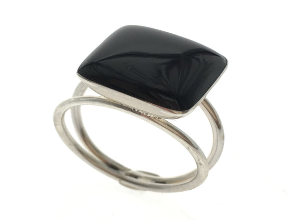 Onyx Square .925 Sterling Silver Ring - Essentially Silver Jewelry