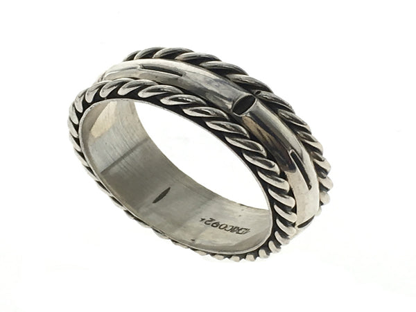 Oxidised Gilt Edge .925 Sterling Silver Band - Essentially Silver Jewelry
