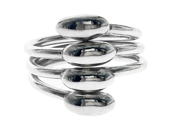 Four Ball Front Sterling Silver Ring