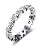 Cubic Zirconia Sterling Silver Heart Band - Essentially Silver Jewelry