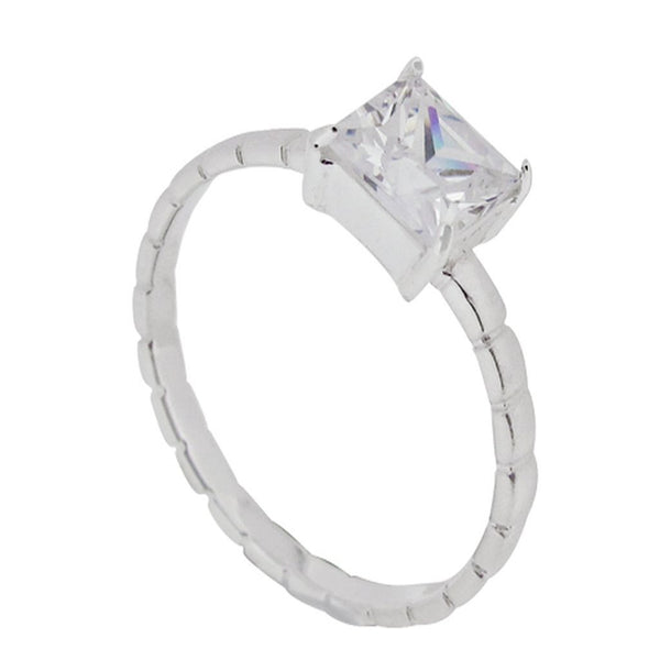 Cubic Zirconia Matt/Shiny Stackable .925 Sterling Silver Ring - Essentially Silver Jewelry