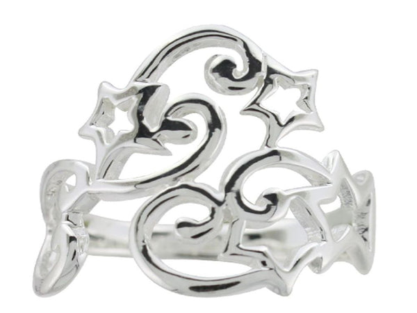 Stars & Swirl .925 Sterling Silver Ring - Essentially Silver Jewelry