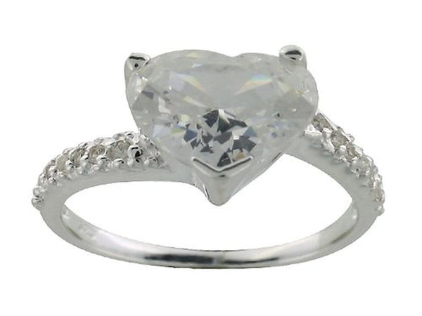 Heart Cubic Zirconia .925 Sterling Silver Ring - Essentially Silver Jewelry