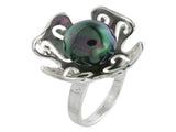Black Pearl Flower Sterling Silver Ring - Essentially Silver Jewelry