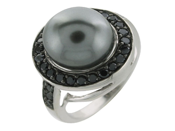 Pearl Black Cubic Zirconia Sterling Silver Ring - Essentially Silver Jewelry