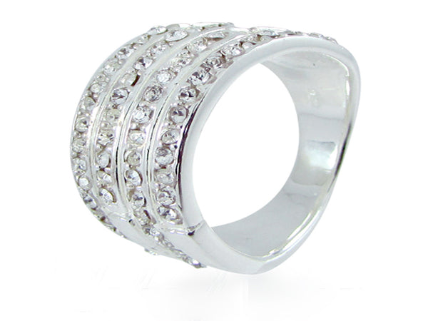 Crystal Studded Sterling Silver Ring - Essentially Silver Jewelry