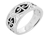 Oxidised Carved Tapered Sterling Band - Essentially Silver Jewelry