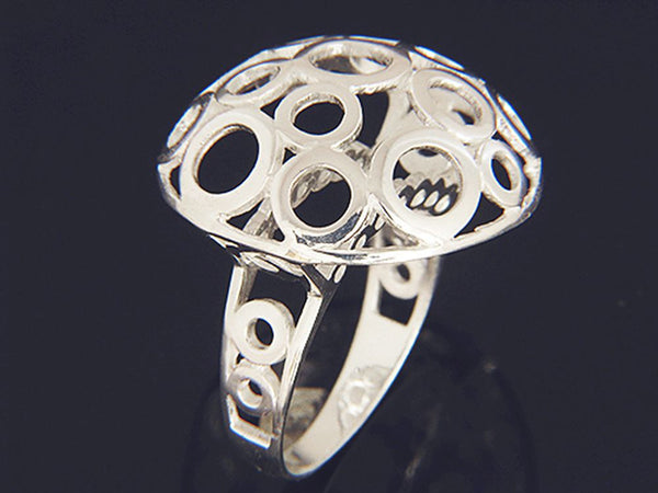 Circled Top Mushroom Sterling Silver Ring - Essentially Silver Jewelry