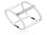 Midi Fence Cubic Zirconia Fence Bar .925 Sterling Silver Fingertip Ring - Essentially Silver Jewelry