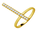 Gold Plated Cubic Zirconia Sterling Silver Ring - Essentially Silver Jewelry
