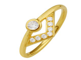 Gold Plated Cubic Zirconia Arrow Sterling Silver Ring - Essentially Silver Jewelry