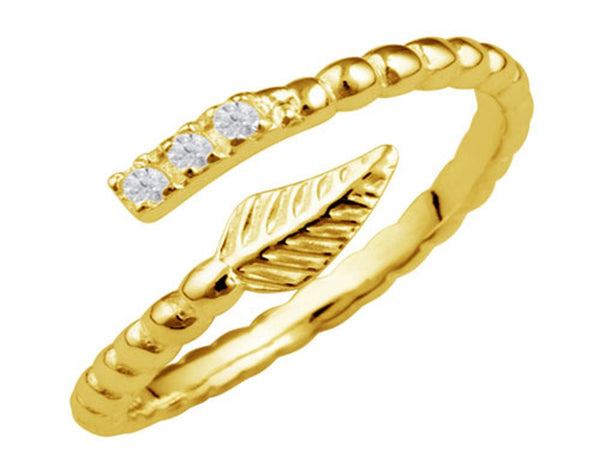 Gold Plated Cubic Zirconia Wrap Sterling Silver Ring - Essentially Silver Jewelry