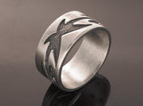 Oxidised Tattoo Sterling Silver Band