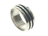Oxidised Double Lined Sterling Silver Band