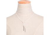 Long White faux Suede Leather Necklace