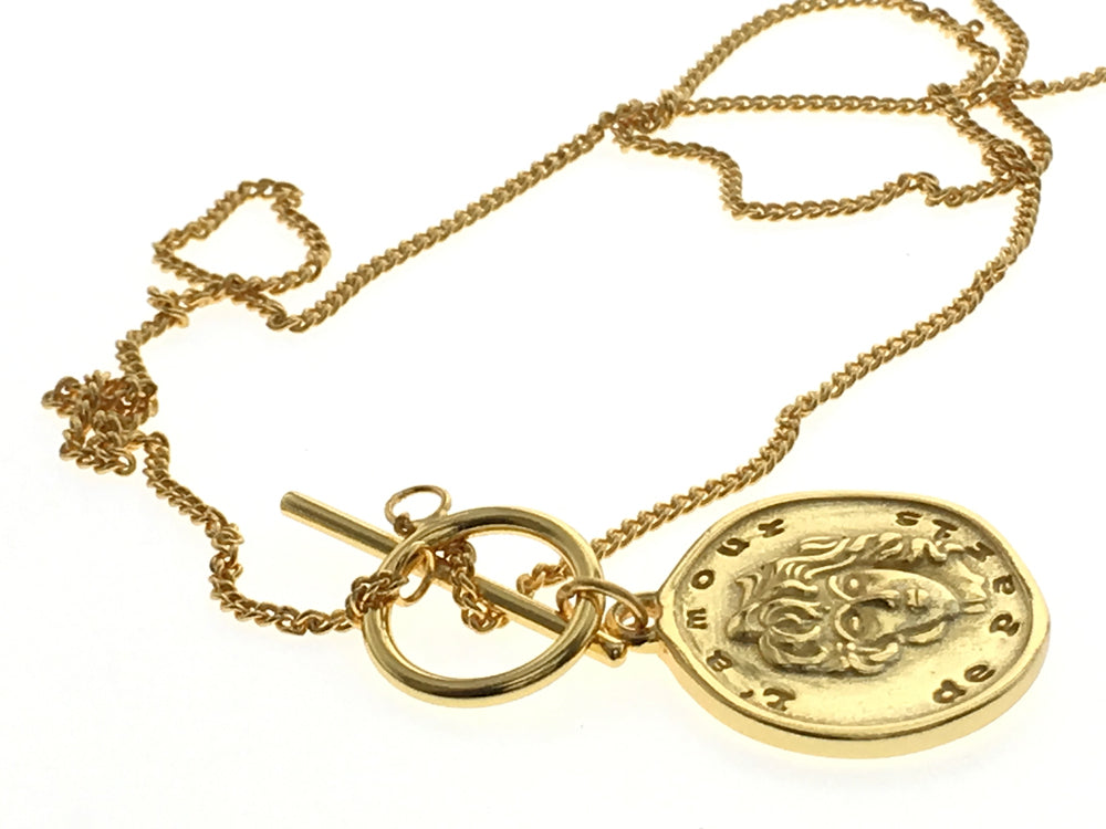 Coin 18K Gold Plated 925 Sterling Silver Necklace