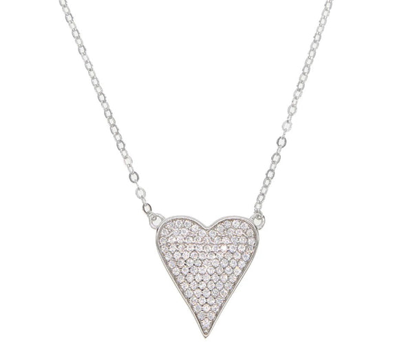 Cubic Zirconia Heart Sterling Silver Necklace