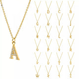 Alphabet Cubic Zirconia Gold Plated Sterling Silver Necklace