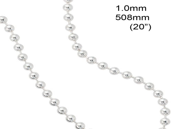 Chain Ball 1/500mm 20" Sterling Silver Necklace - Essentially Silver Jewelry
