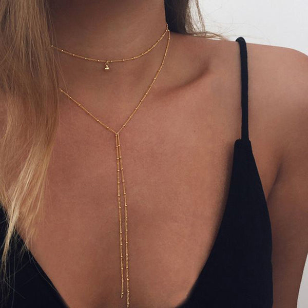 Gold Dainty Lariat Necklace - Essentially Silver Jewelry