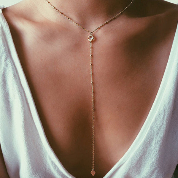Gold Filled Y Charm Layering Necklace - Essentially Silver Jewelry