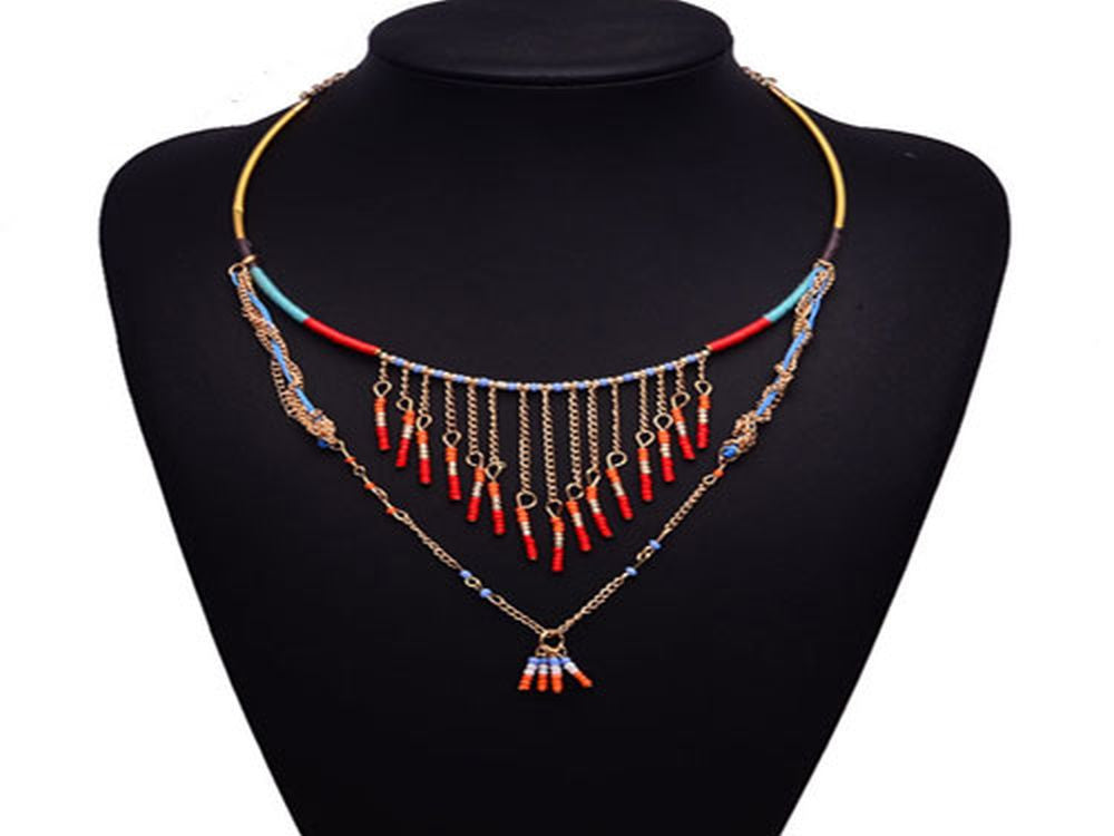 Boho Beaded Drop Necklace - Essentially Silver Jewelry