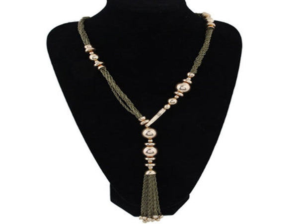 Boho Tassle Drop Vintage Necklace - Essentially Silver Jewelry