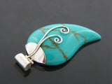 Turquoise Resin Leaf .925 Sterling Silver Pendant
